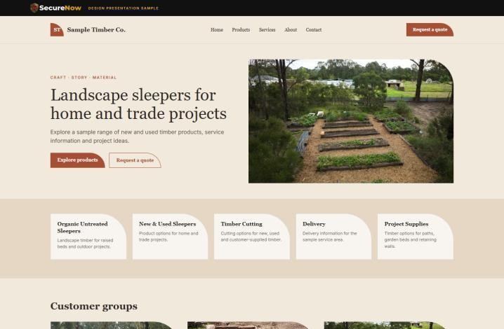 Homepage excerpt from the Editorial Landscape design direction