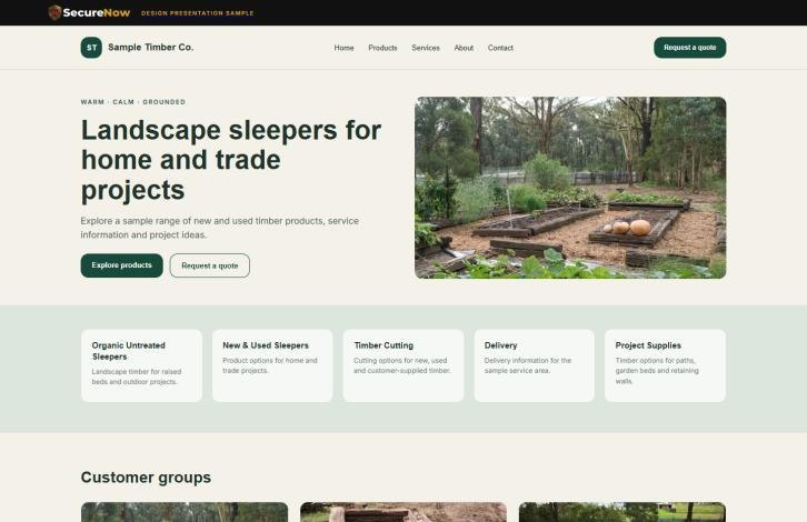 Homepage excerpt from the Modern Natural design direction
